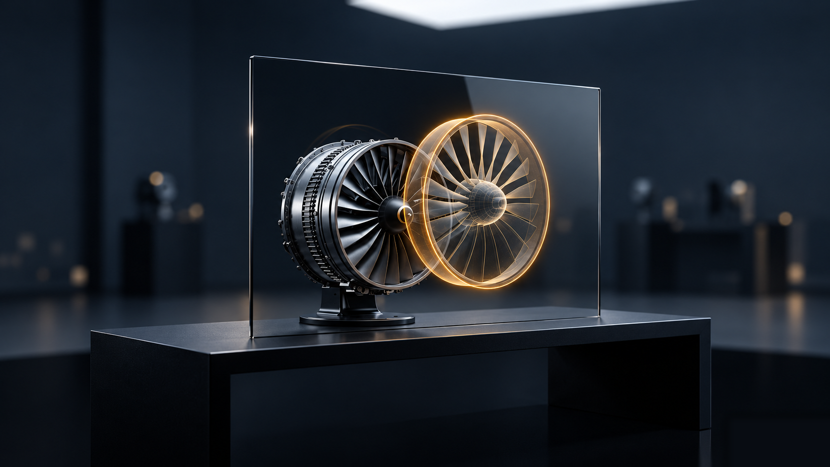 Turbine with amber holographic optical overlay